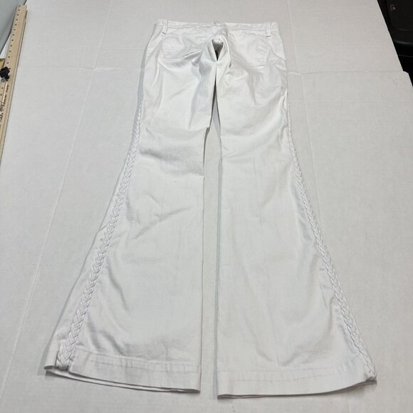 Anlo Womens 26 White Flare Leg Jeans Denim with Braided Sides Boho Festival - Picture 3 of 9